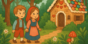 História de João e Maria com personagens para imprimir