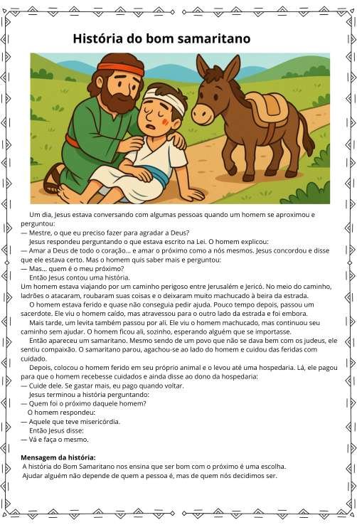 História infantil do bom samaritano para baixar em pdf grátis