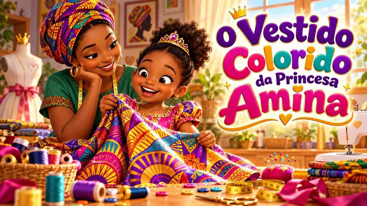 O Vestido Colorido da Princesa Amina — História Infantil