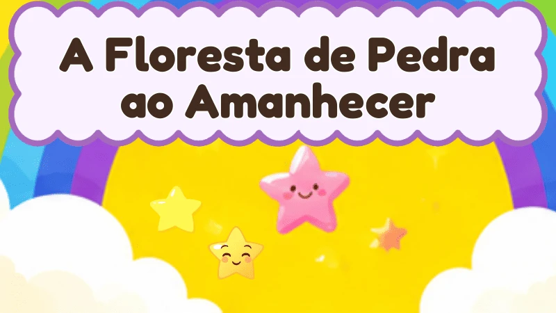 Capa da história infantil A Floresta de Pedra ao Amanhecer