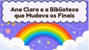 Capa da história infantil Ana Clara e a Biblioteca que Mudava os Finais
