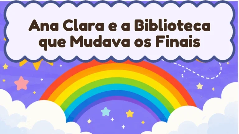 Capa da história infantil Ana Clara e a Biblioteca que Mudava os Finais