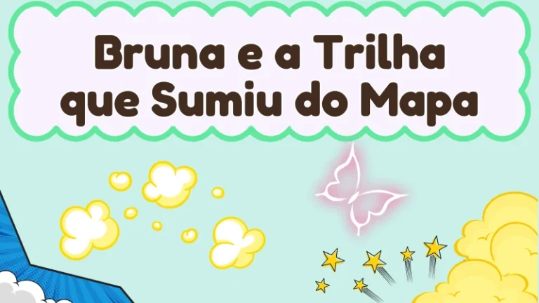 Capa da história infantil Bruna e a Trilha que Sumiu do Mapa