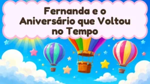 Capa da história infantil Fernanda e o Aniversário que Voltou no Tempo