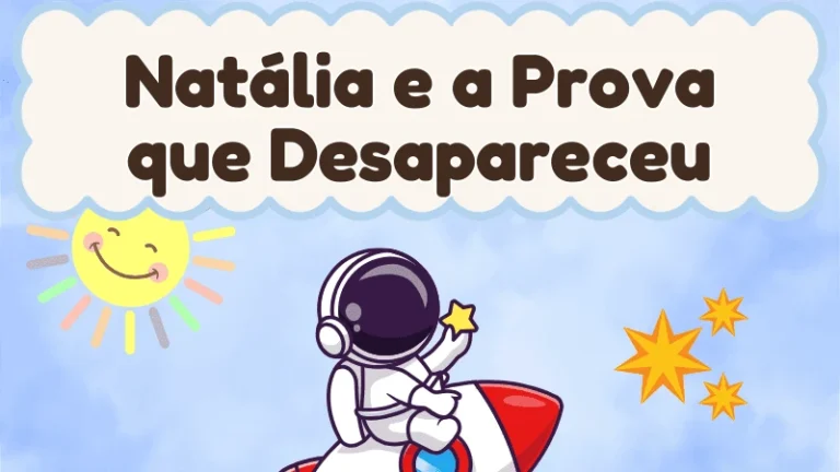 Capa da história infantil Natália e a Prova que Desapareceu