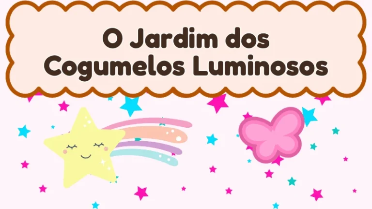 Capa da história infantil O Jardim dos Cogumelos Luminosos