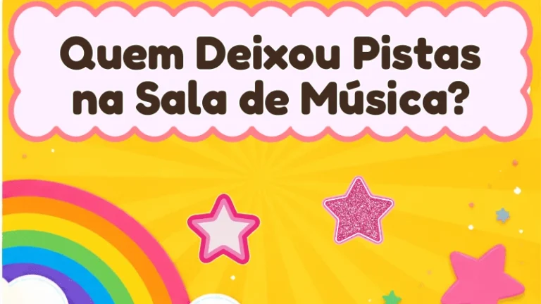 Capa da história infantil Quem Deixou Pistas na Sala de Música?