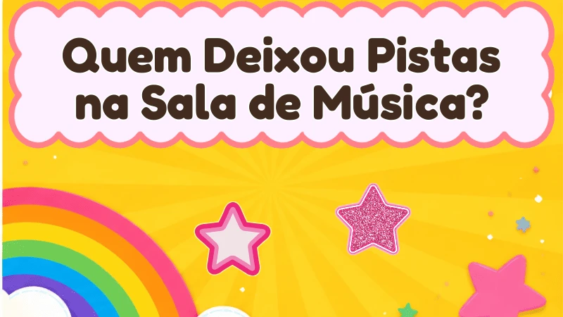 Capa da história infantil Quem Deixou Pistas na Sala de Música?