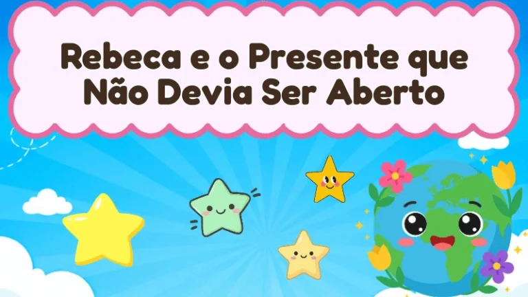 Capa da história infantil Rebeca e o Presente que Não Devia Ser Aberto