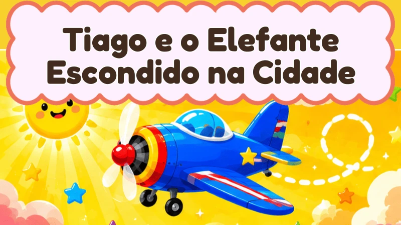 Capa da história infantil Tiago e o Elefante Escondido na Cidade