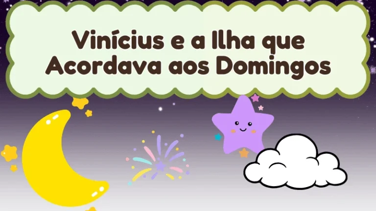 Capa da história infantil Vinícius e a Ilha que Acordava aos Domingos