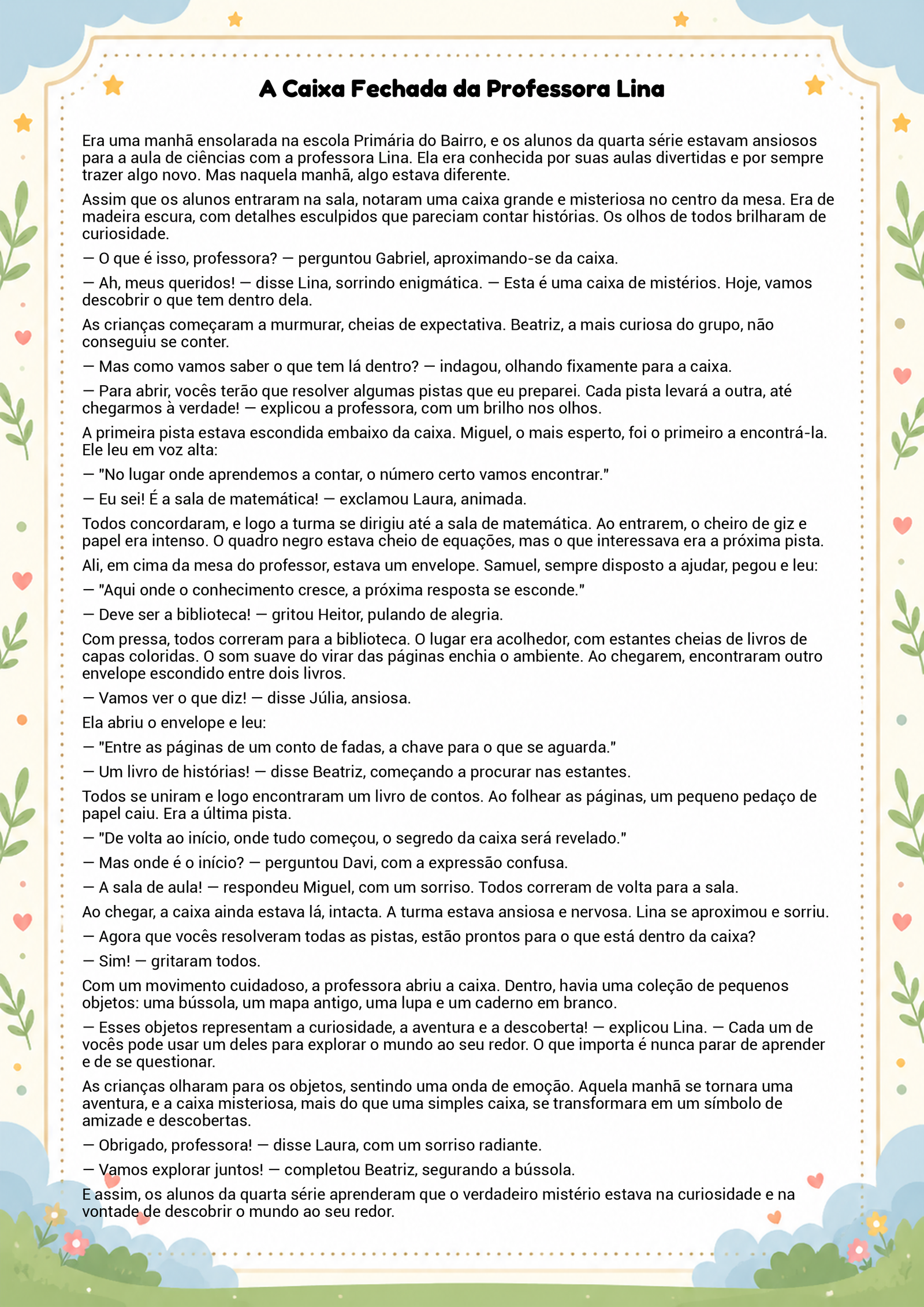 História infantil para imprimir