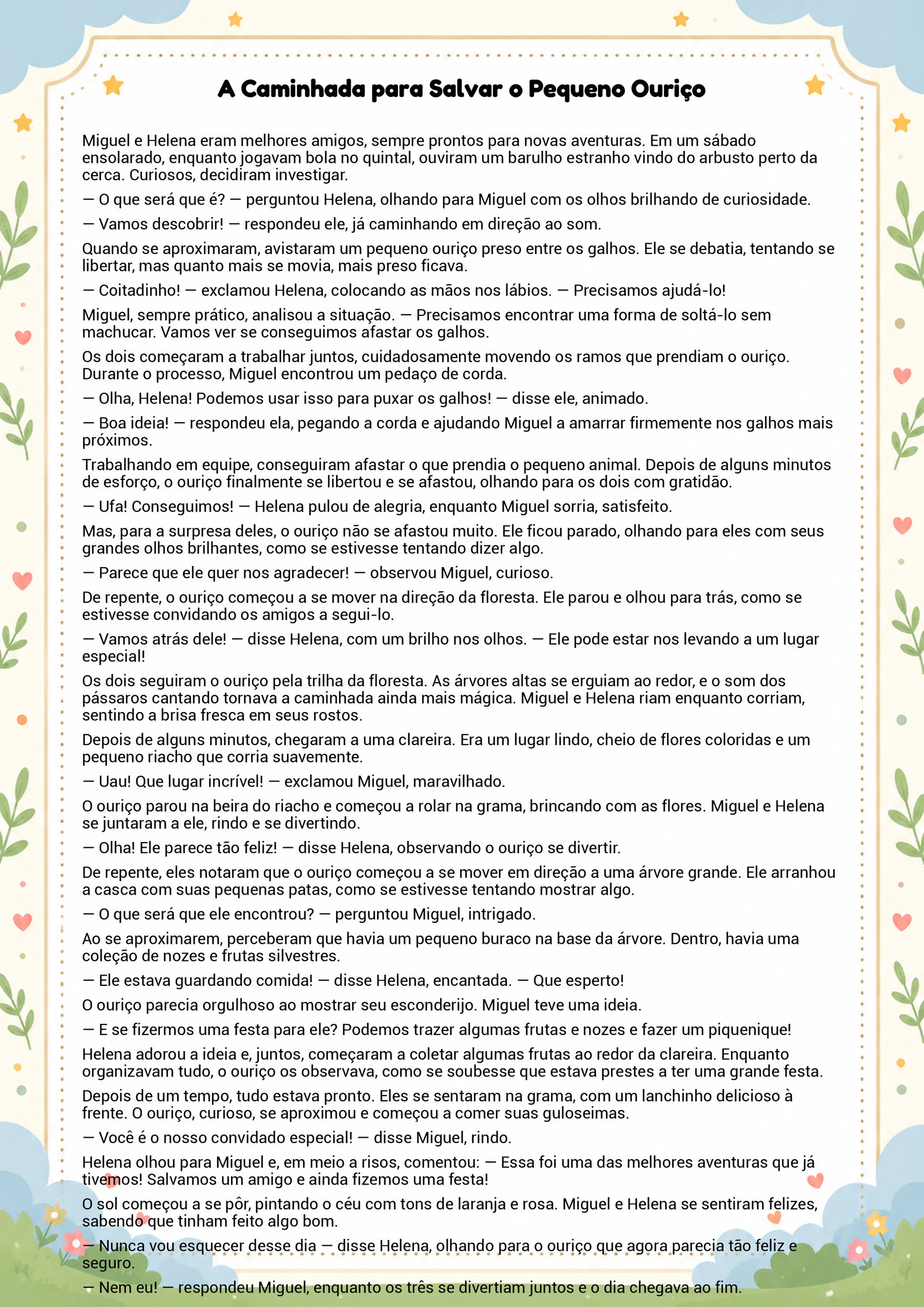 História infantil para imprimir