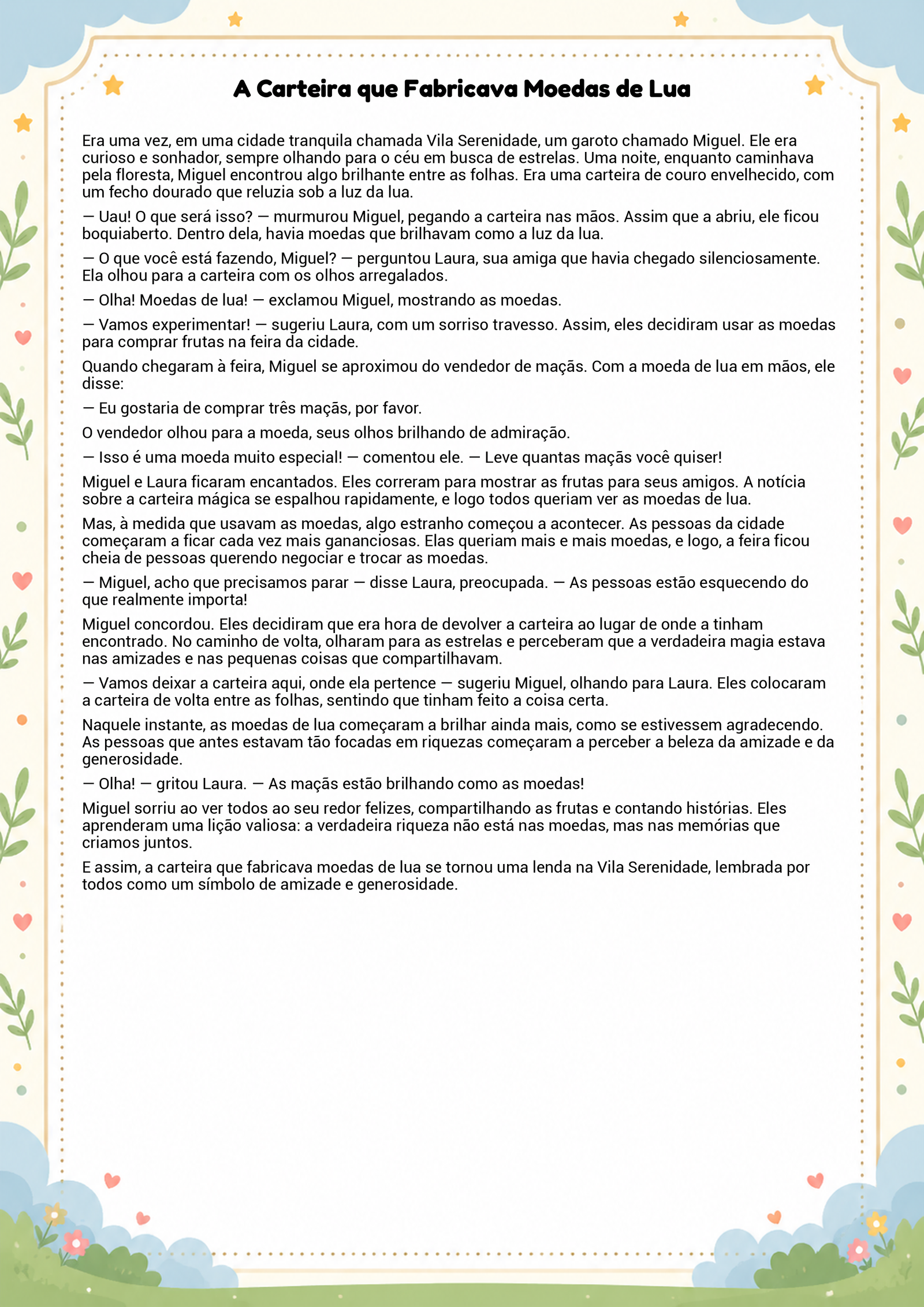 História infantil para imprimir