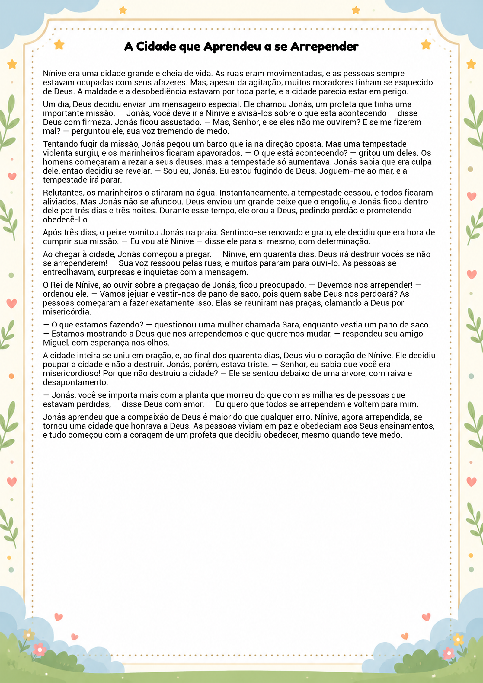 História infantil para imprimir
