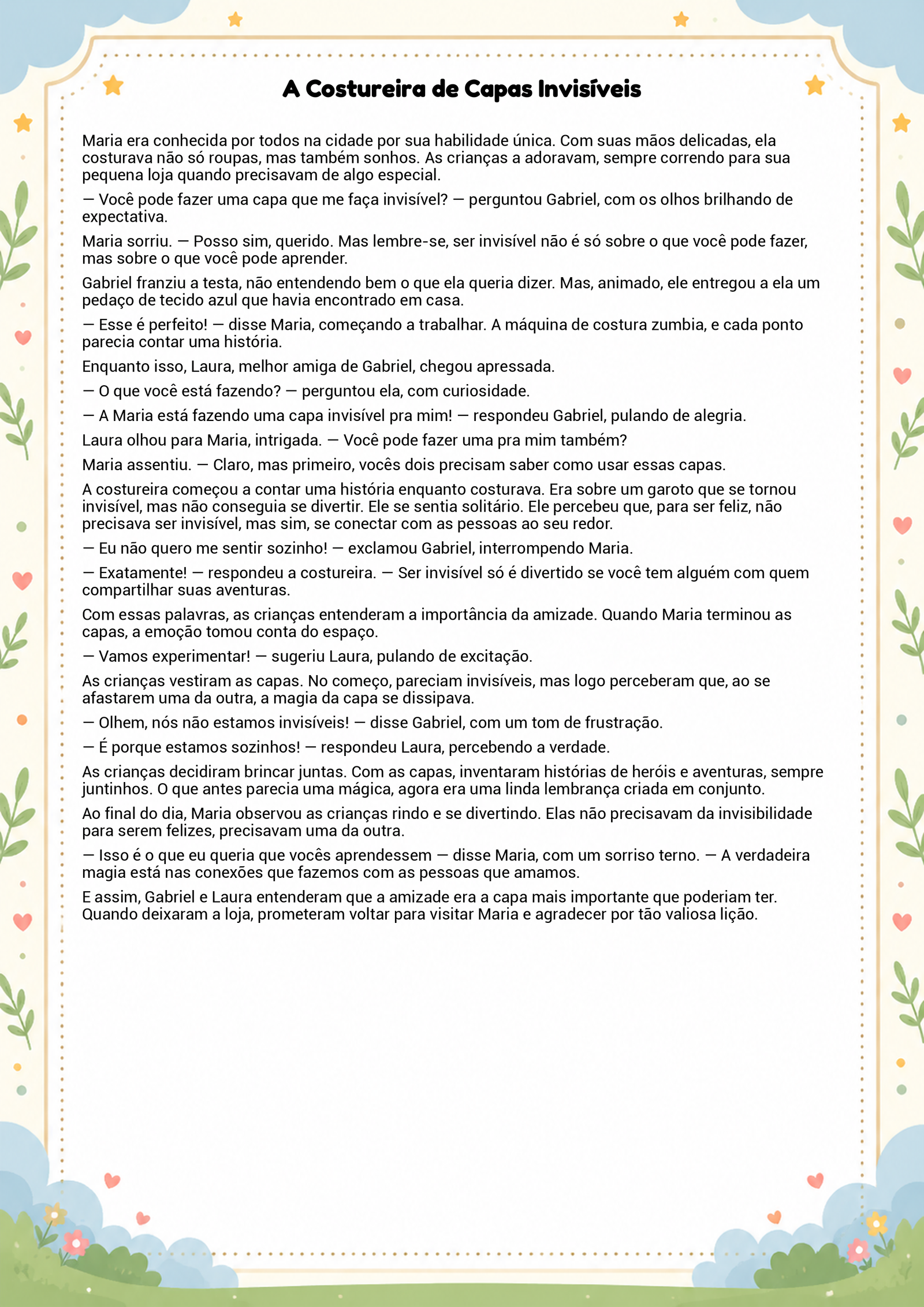 História infantil para imprimir