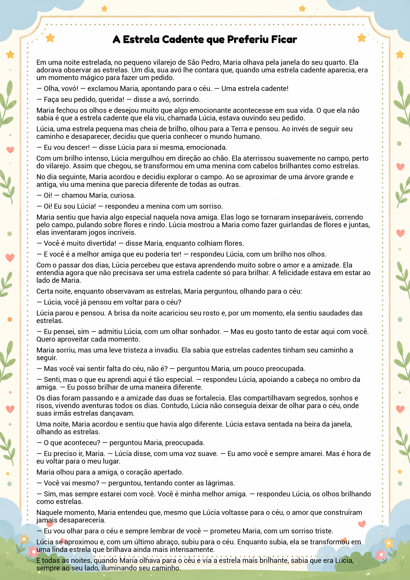 História infantil para imprimir