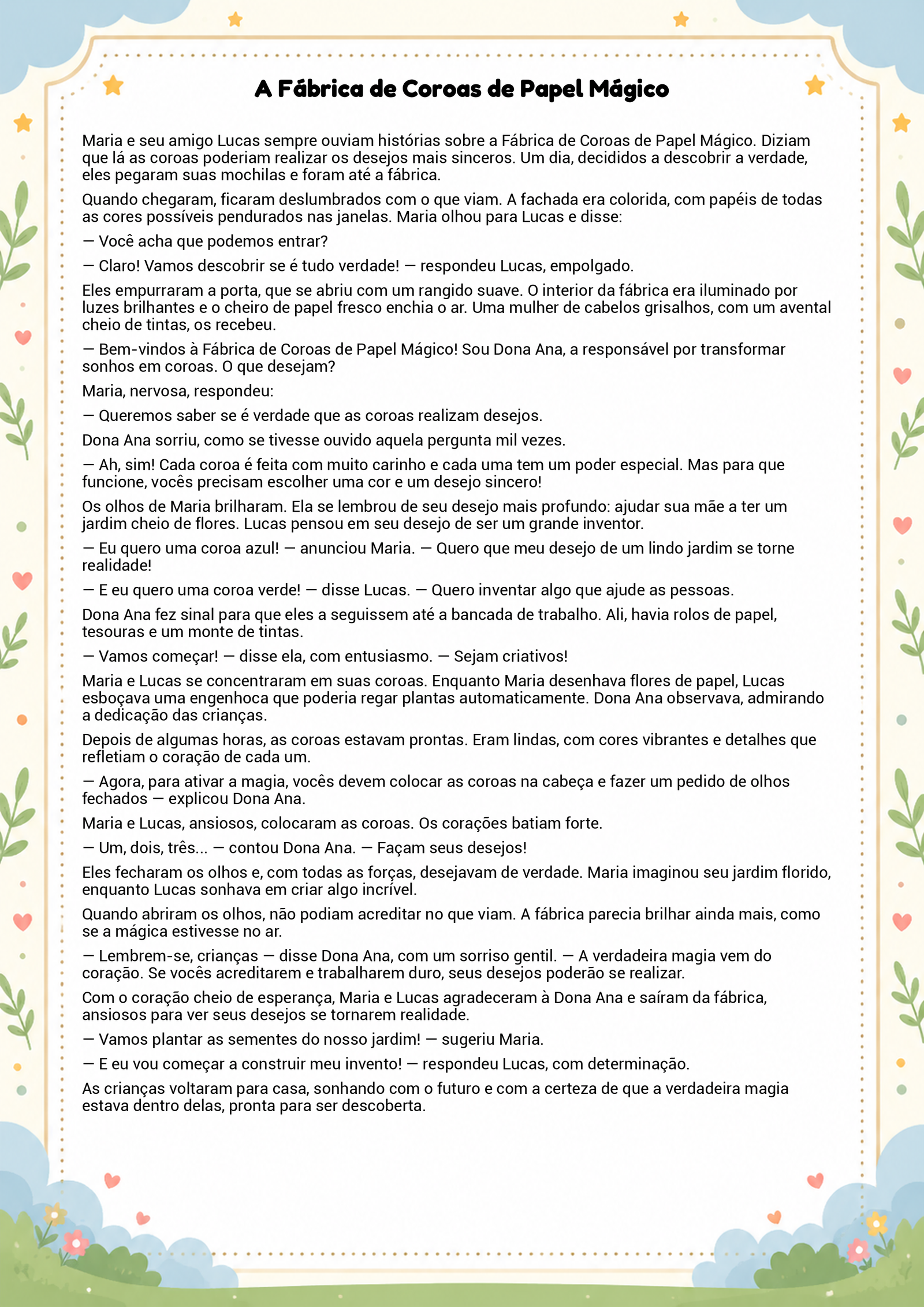História infantil para imprimir