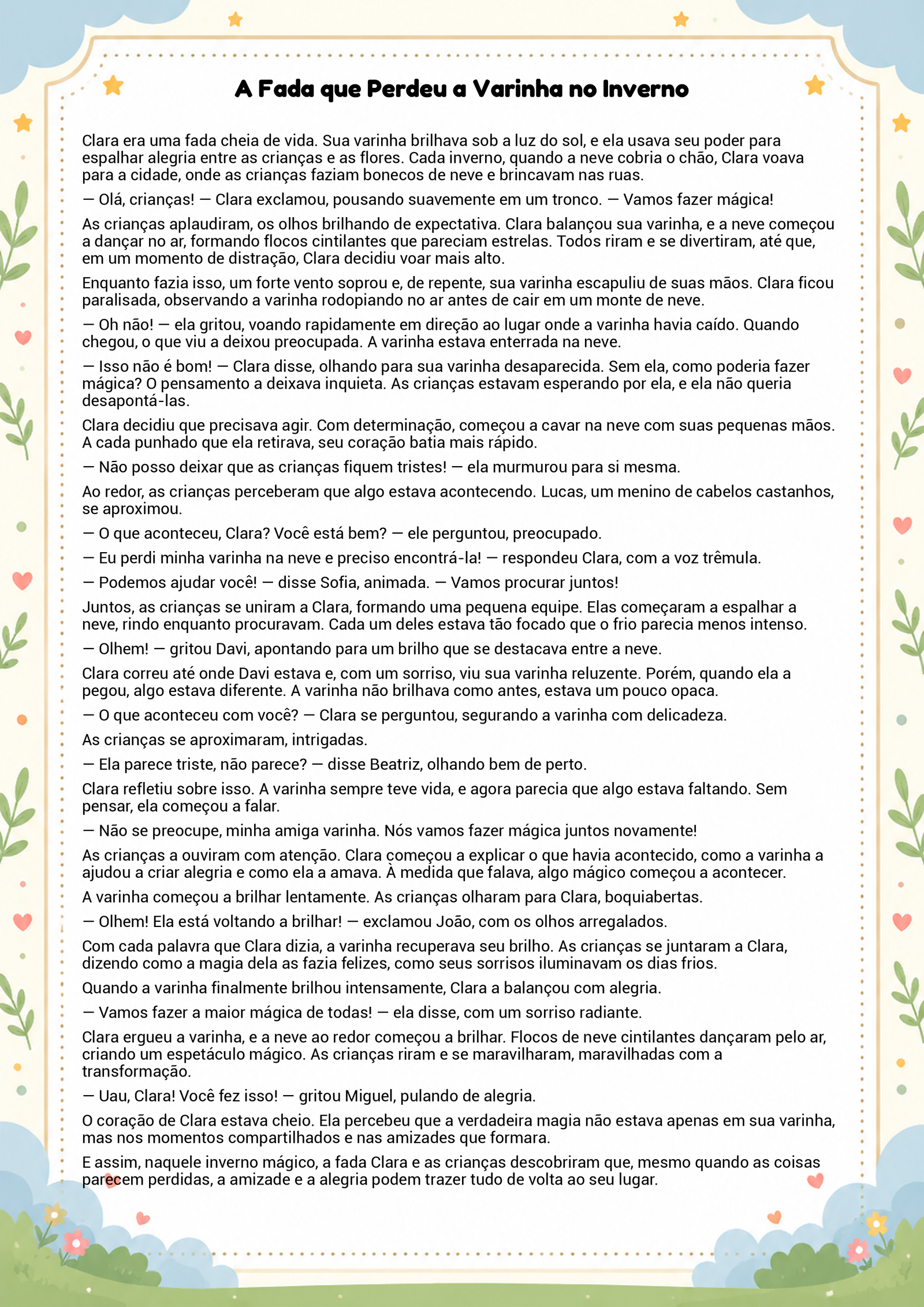 História infantil para imprimir