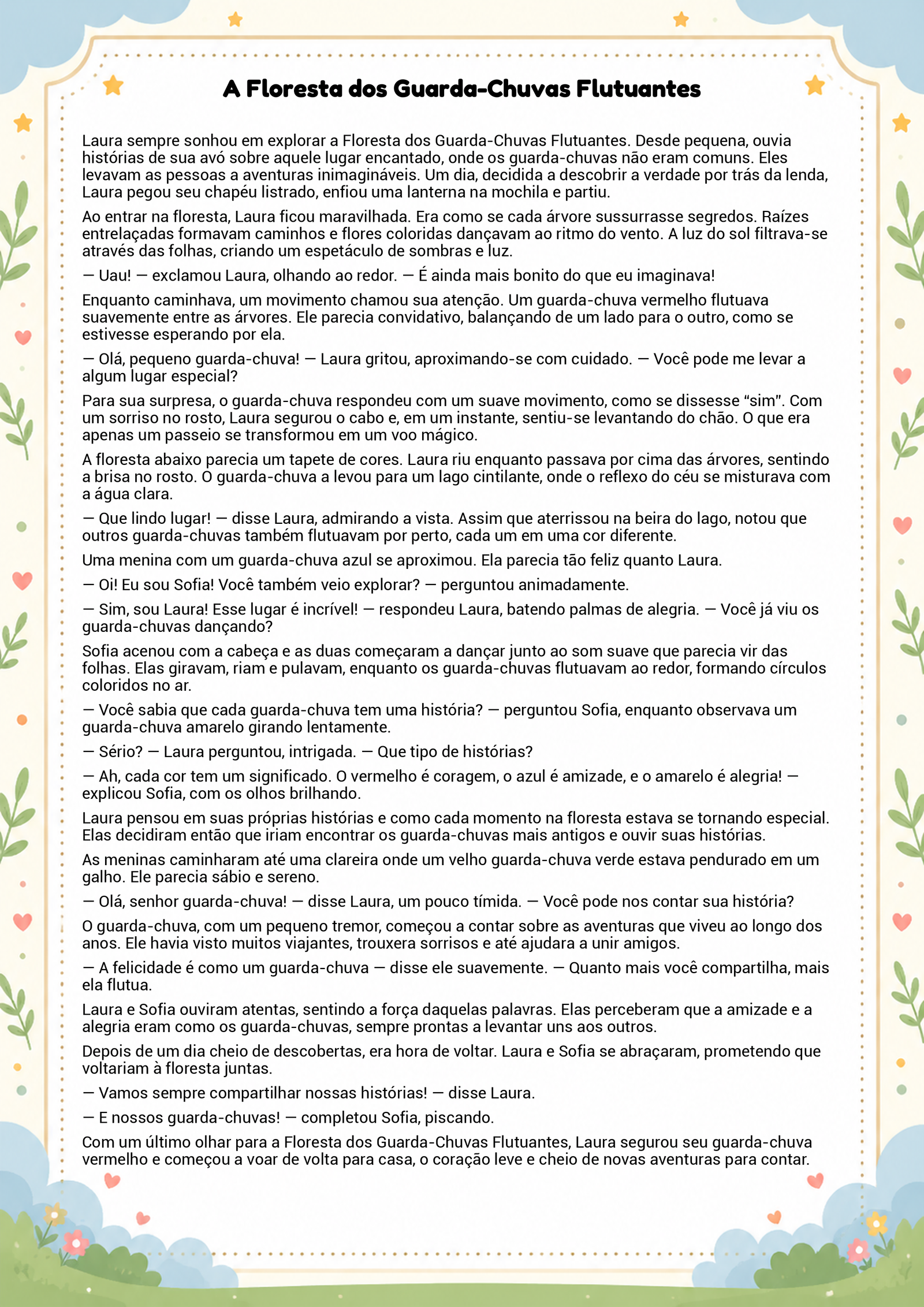 História infantil para imprimir