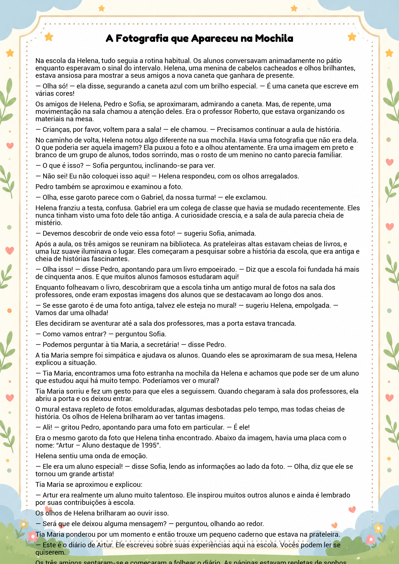 História infantil para imprimir