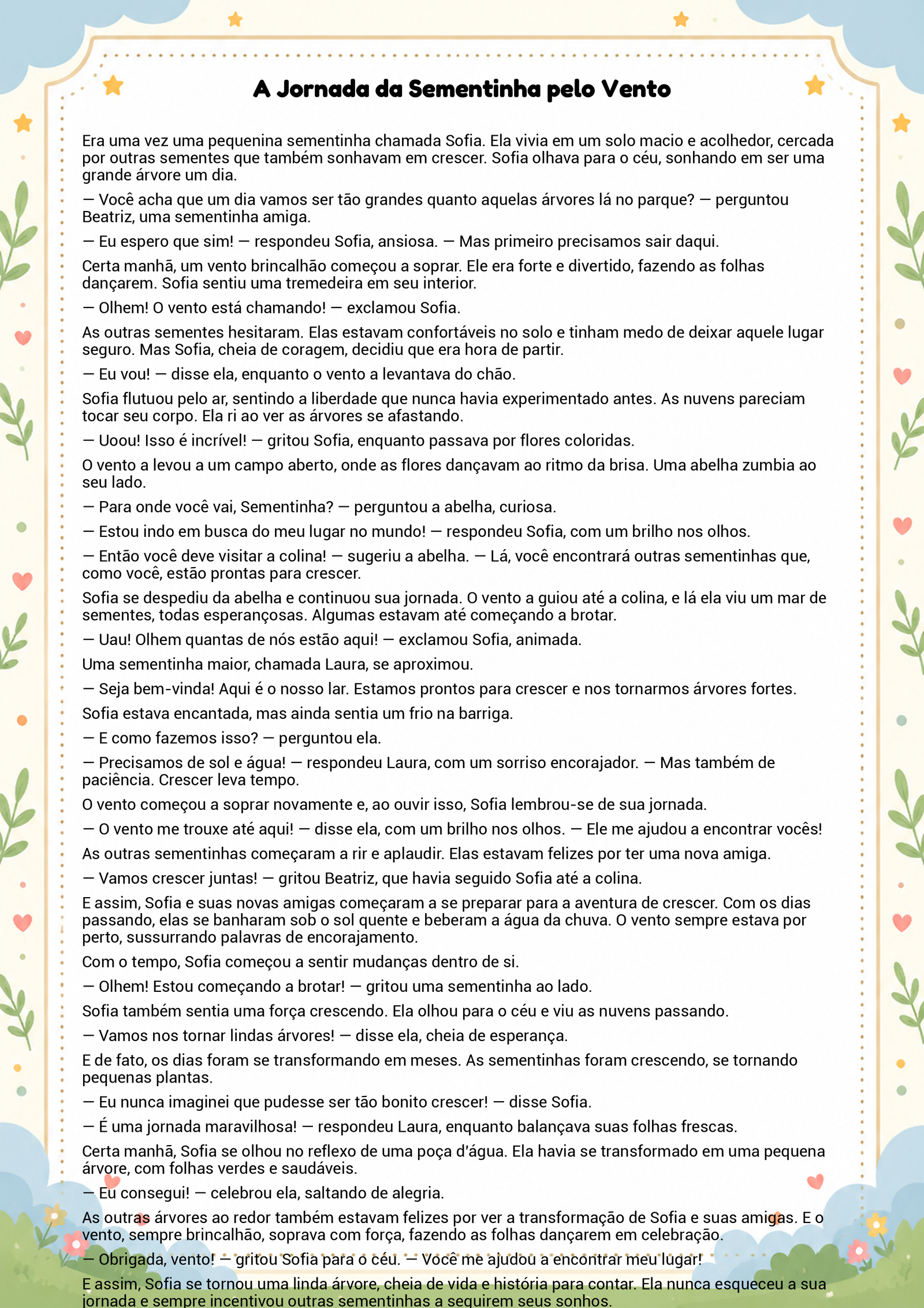 História infantil para imprimir