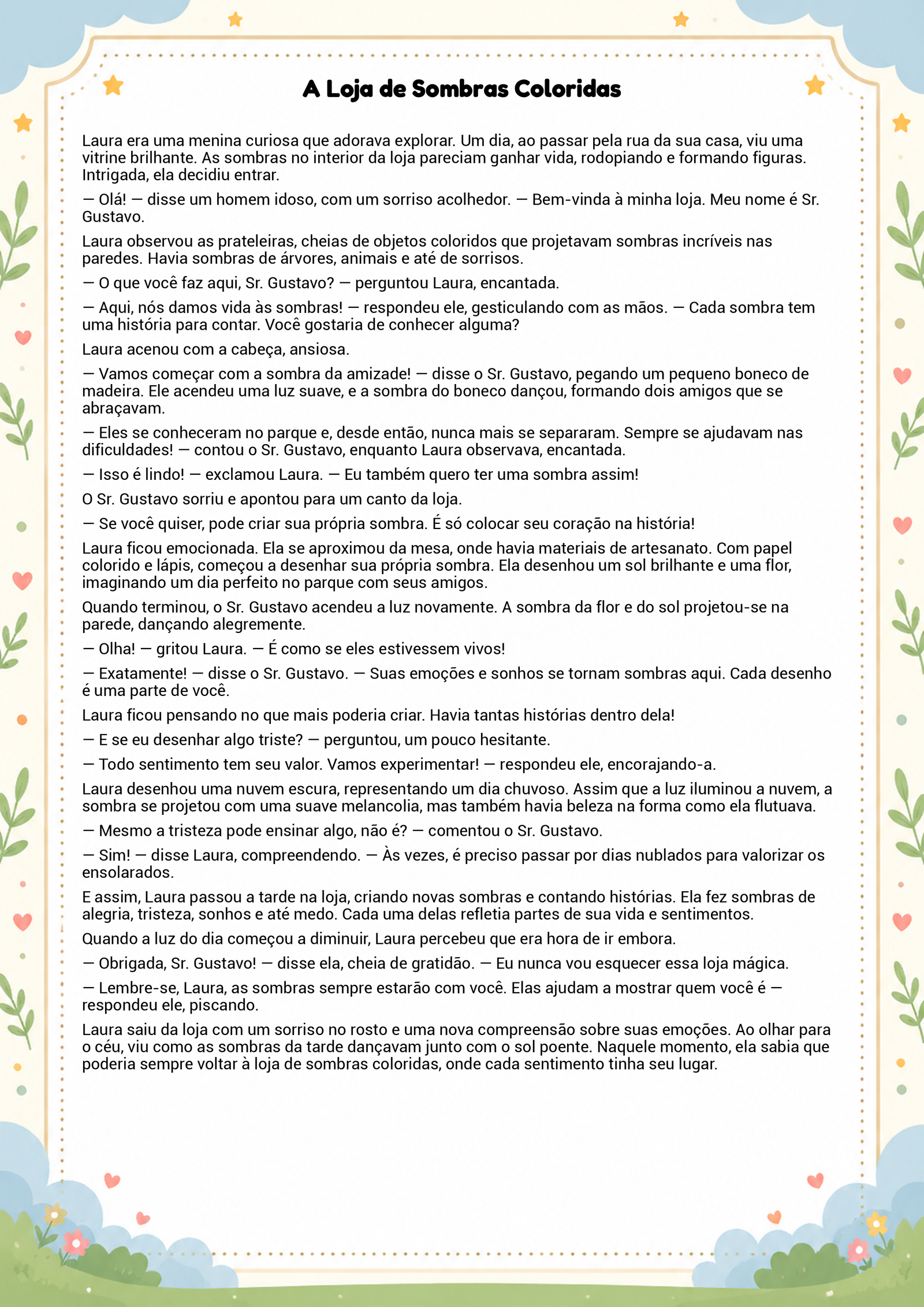 História infantil para imprimir