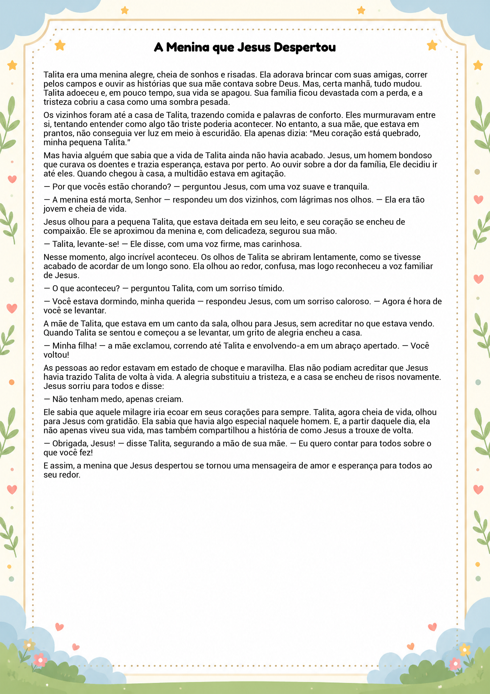 História infantil para imprimir