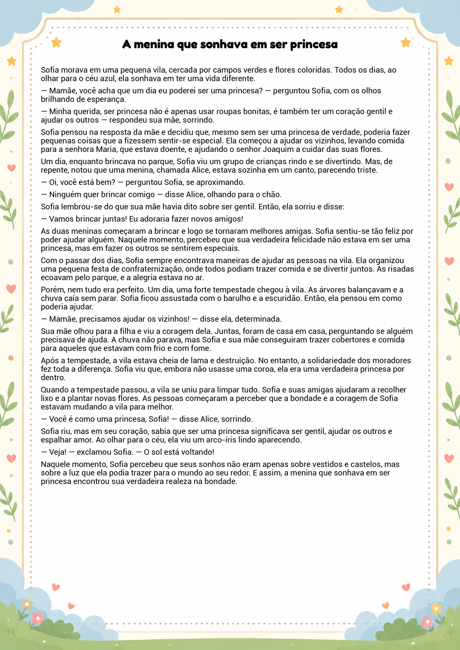 História infantil para imprimir
