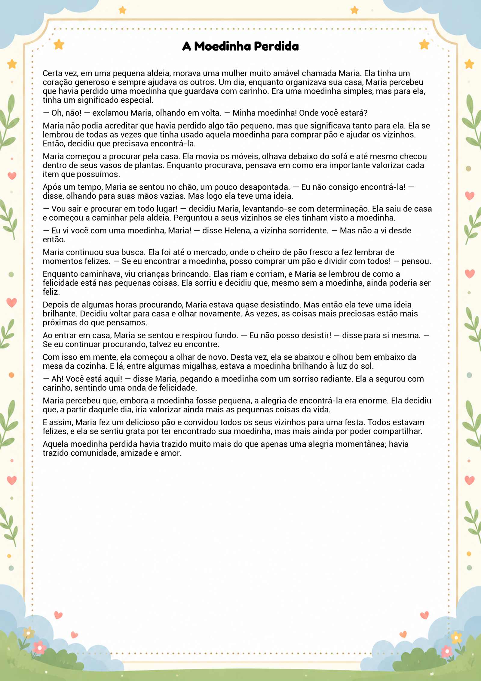 História infantil para imprimir