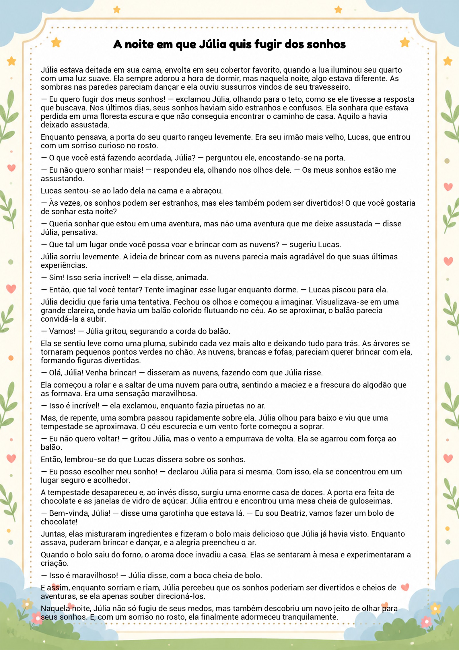 História infantil para imprimir