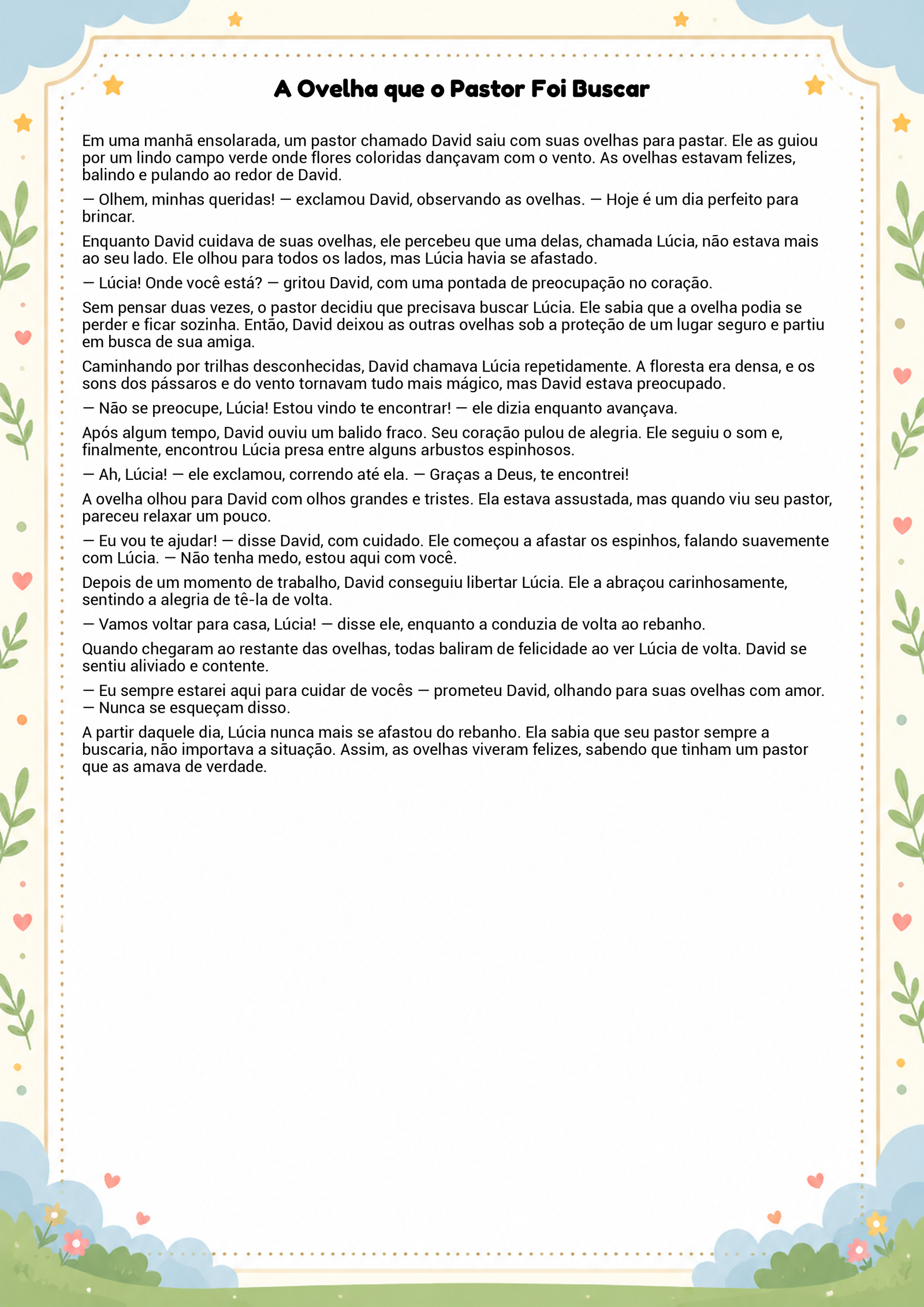 História infantil para imprimir