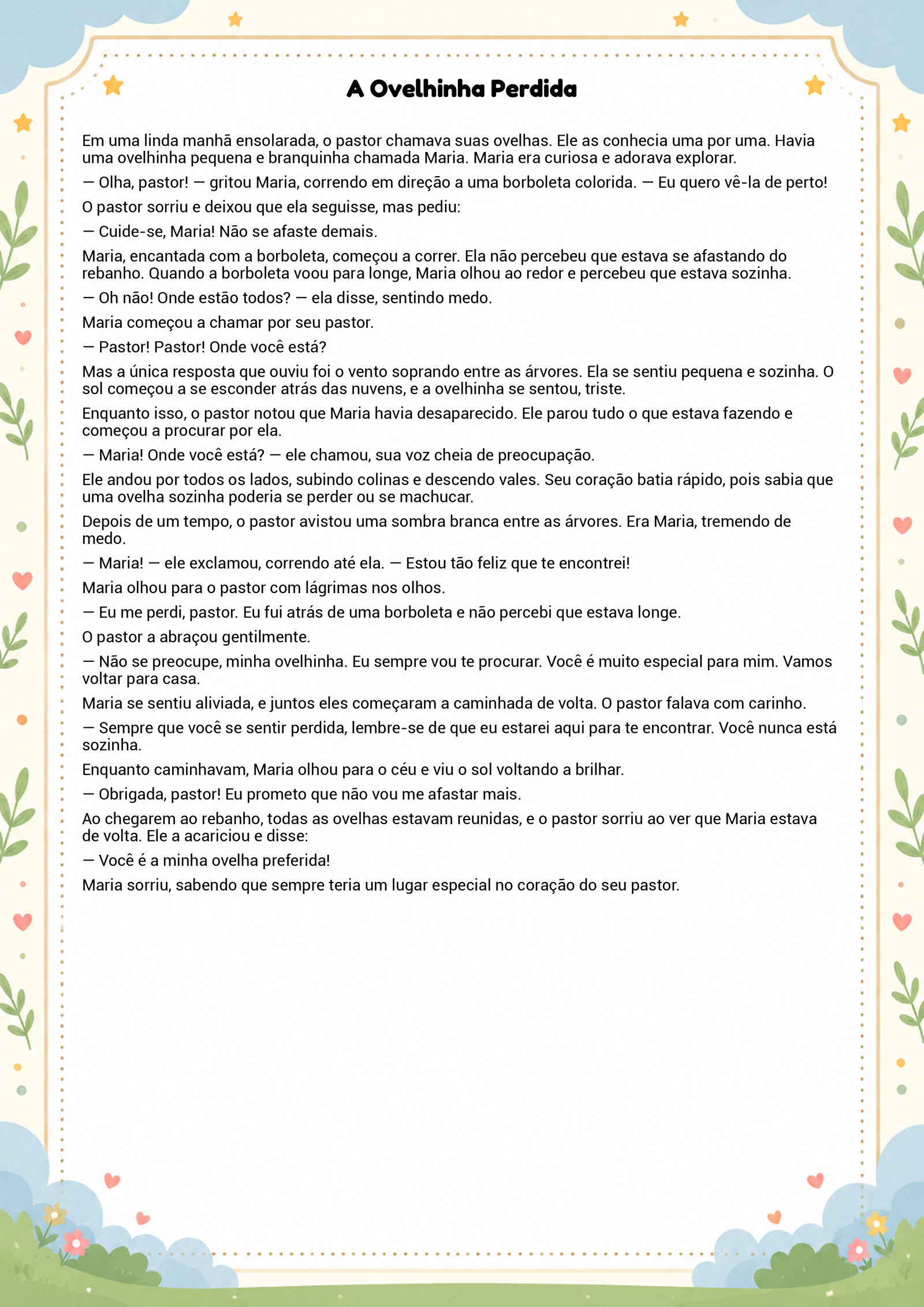 História infantil para imprimir