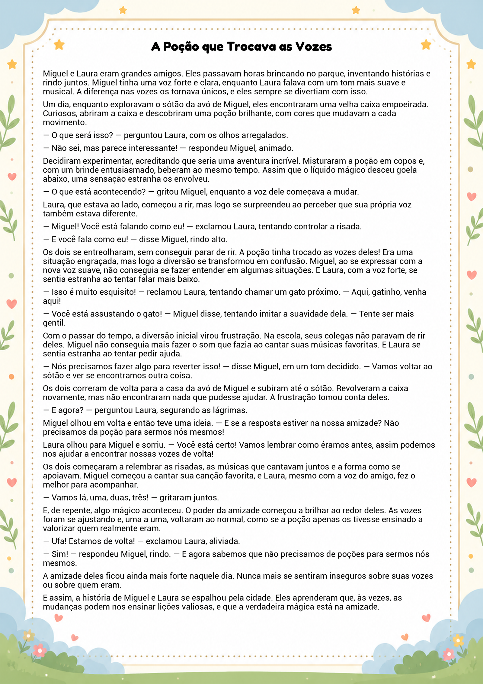 História infantil para imprimir