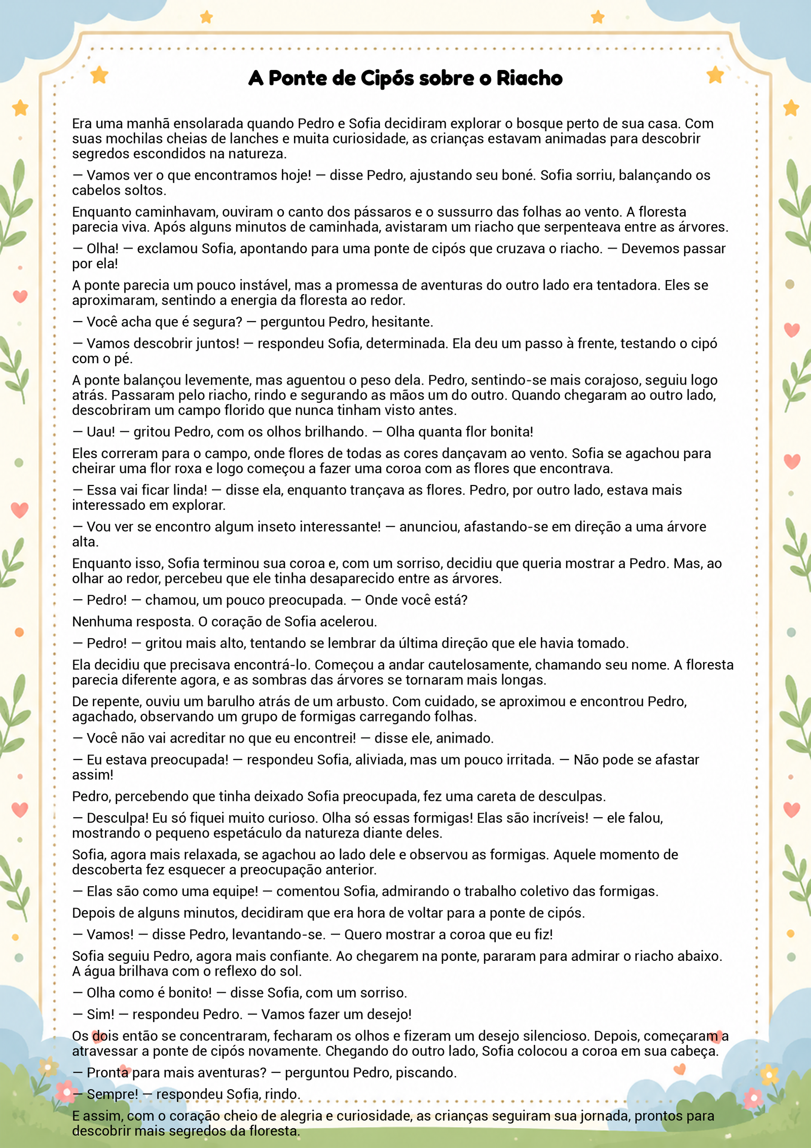 História infantil para imprimir