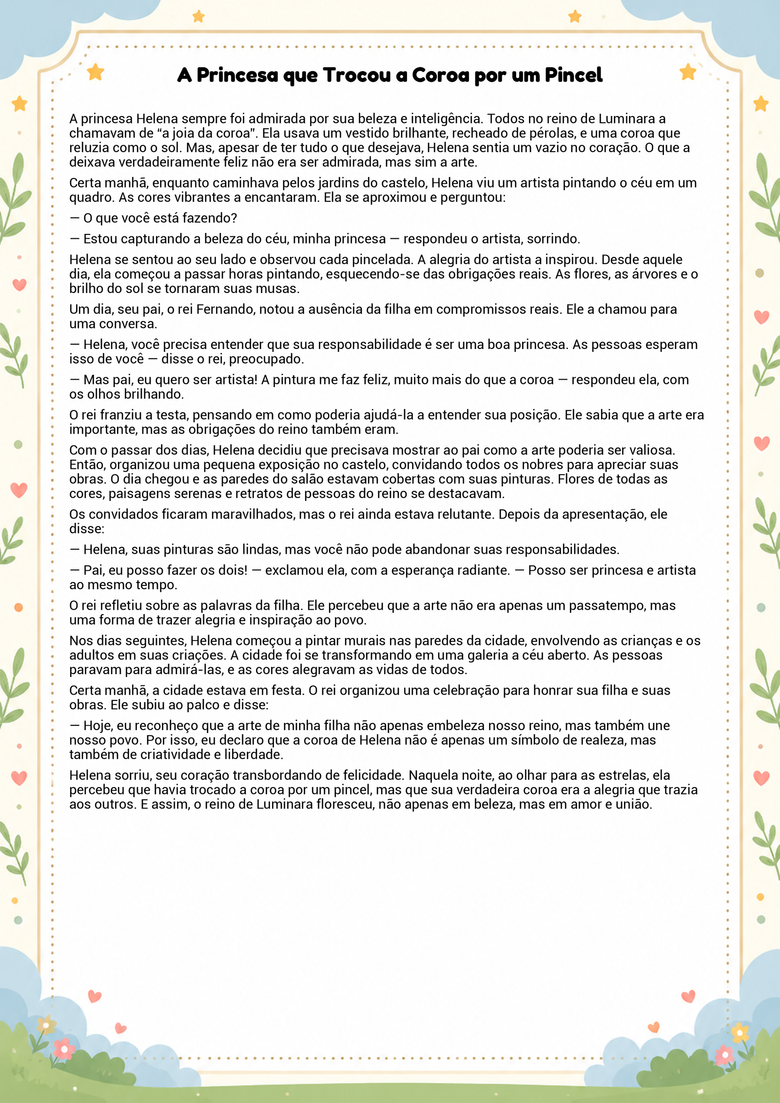 História infantil para imprimir