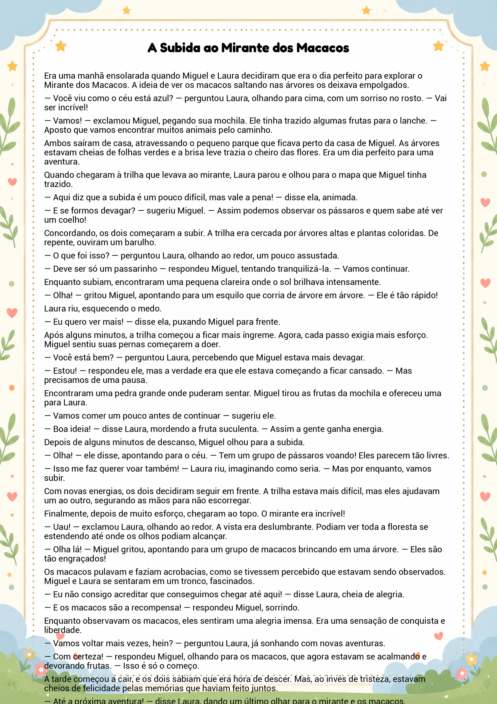 História infantil para imprimir