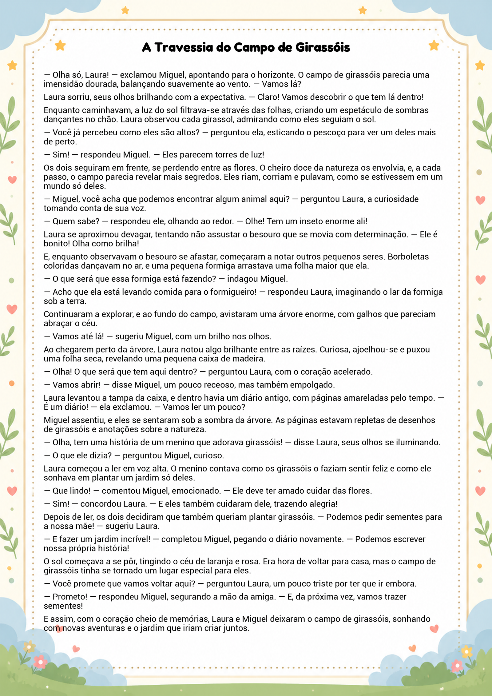 História infantil para imprimir