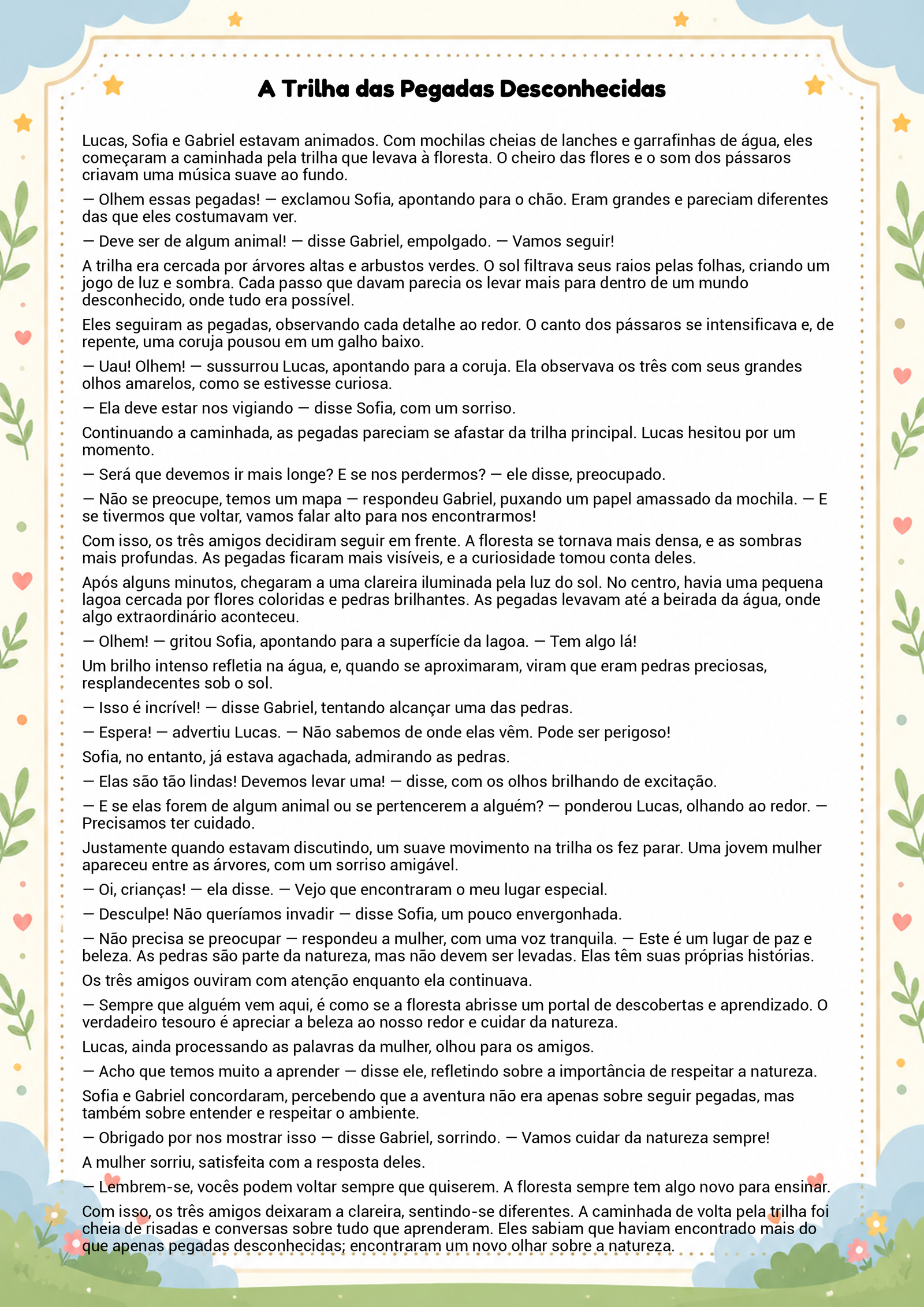História infantil para imprimir