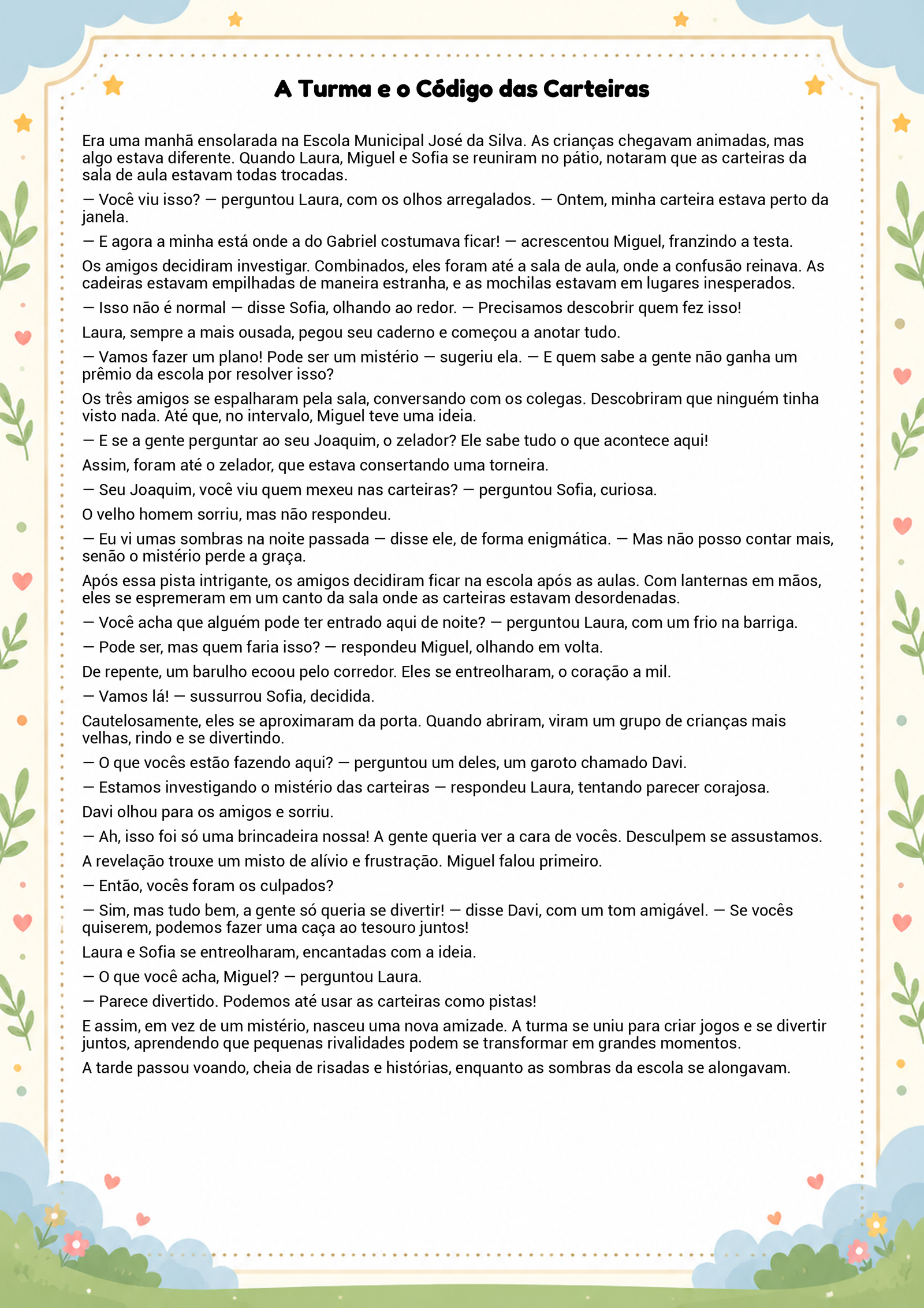 História infantil para imprimir