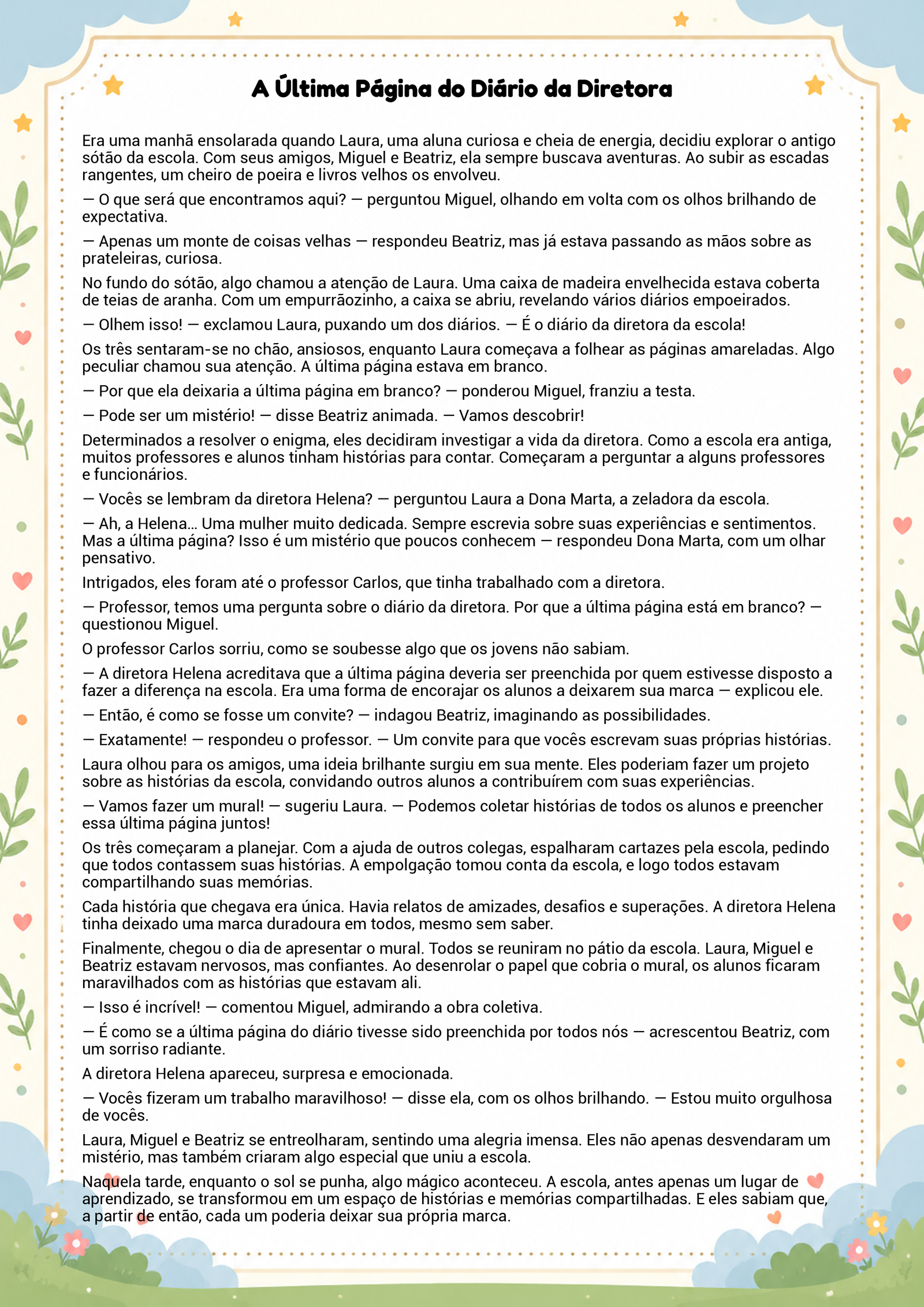História infantil para imprimir