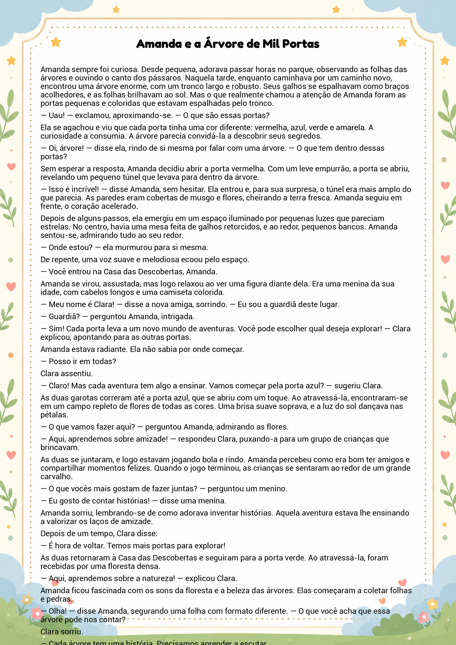 História infantil para imprimir