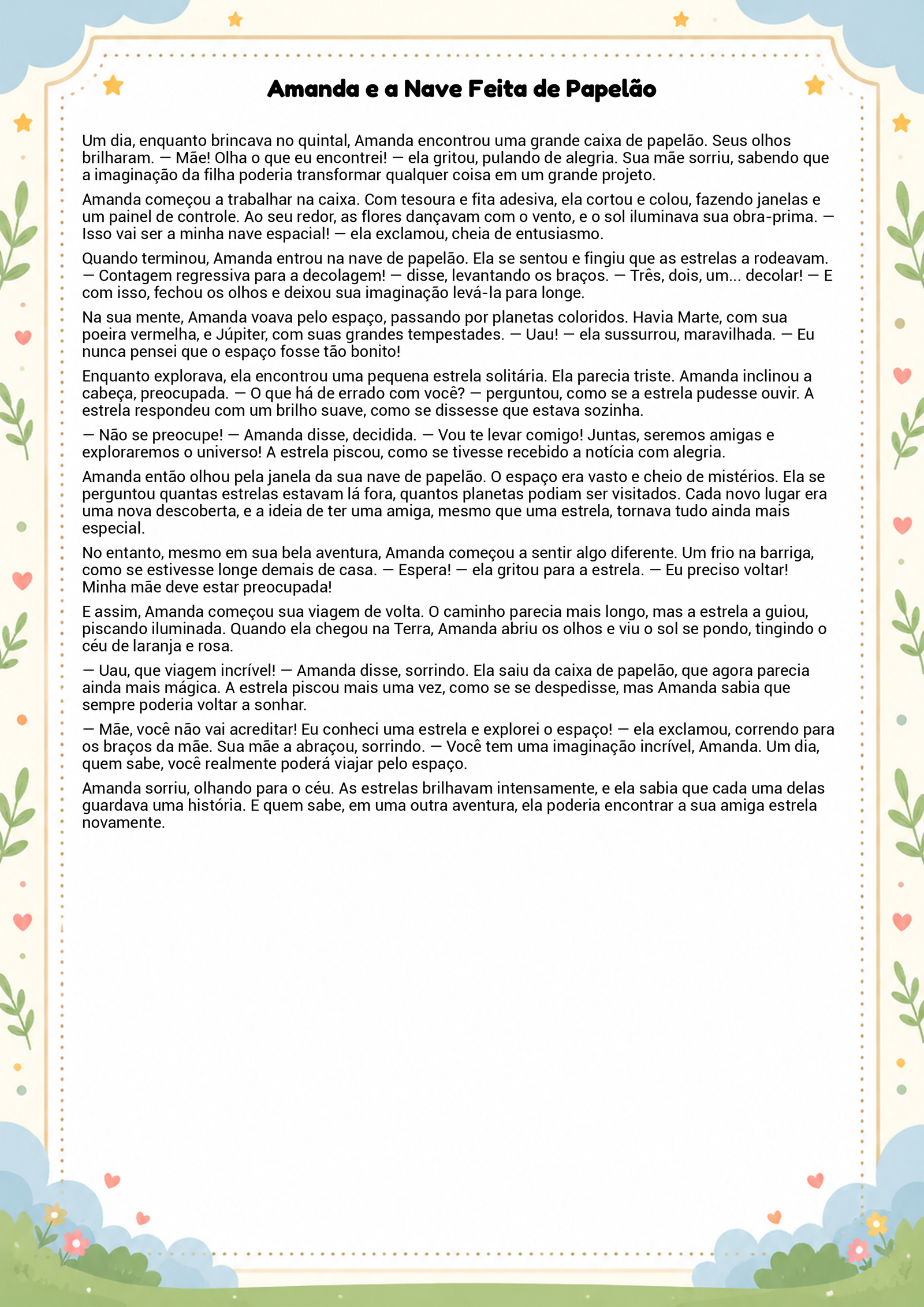 História infantil para imprimir