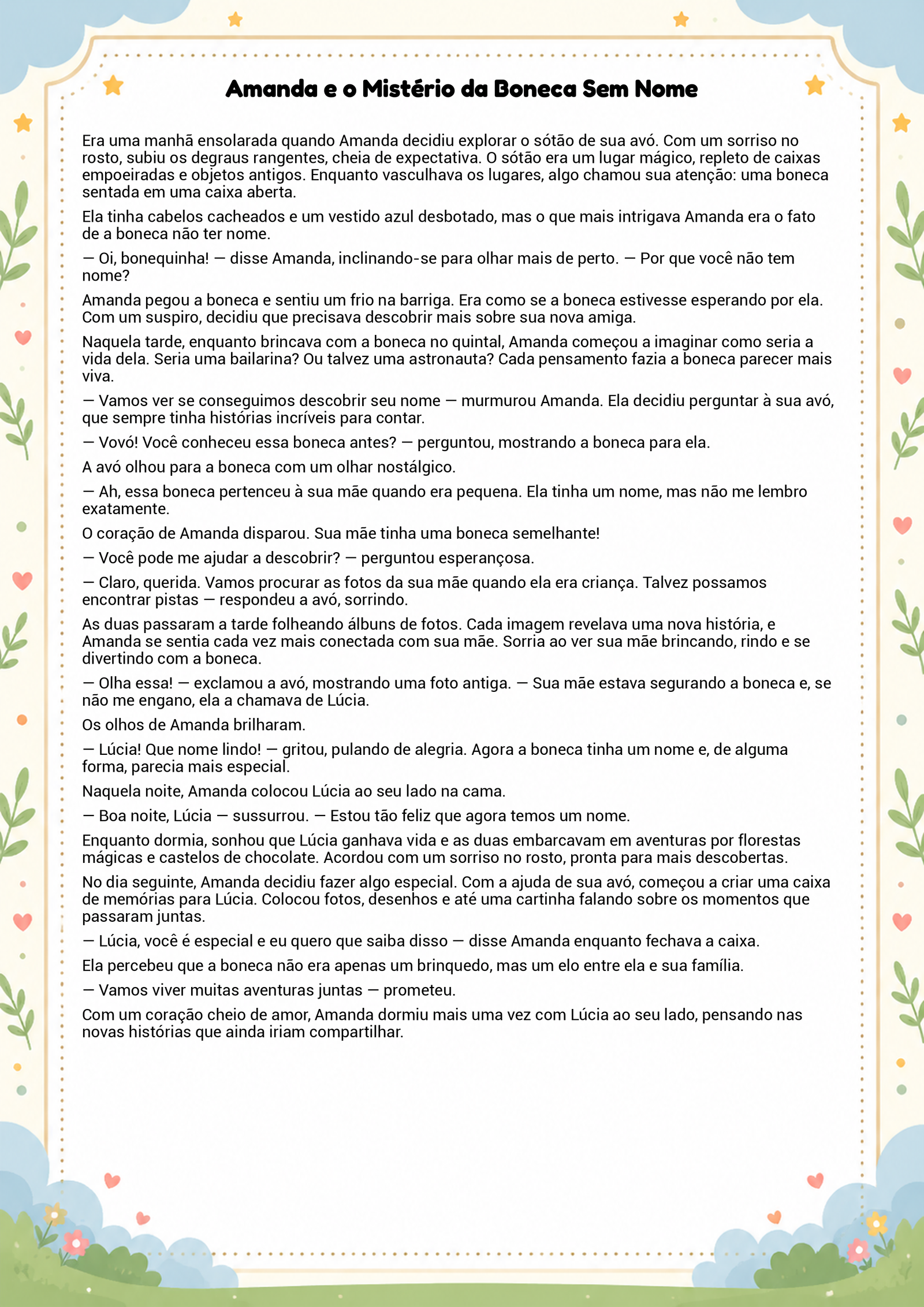 História infantil para imprimir