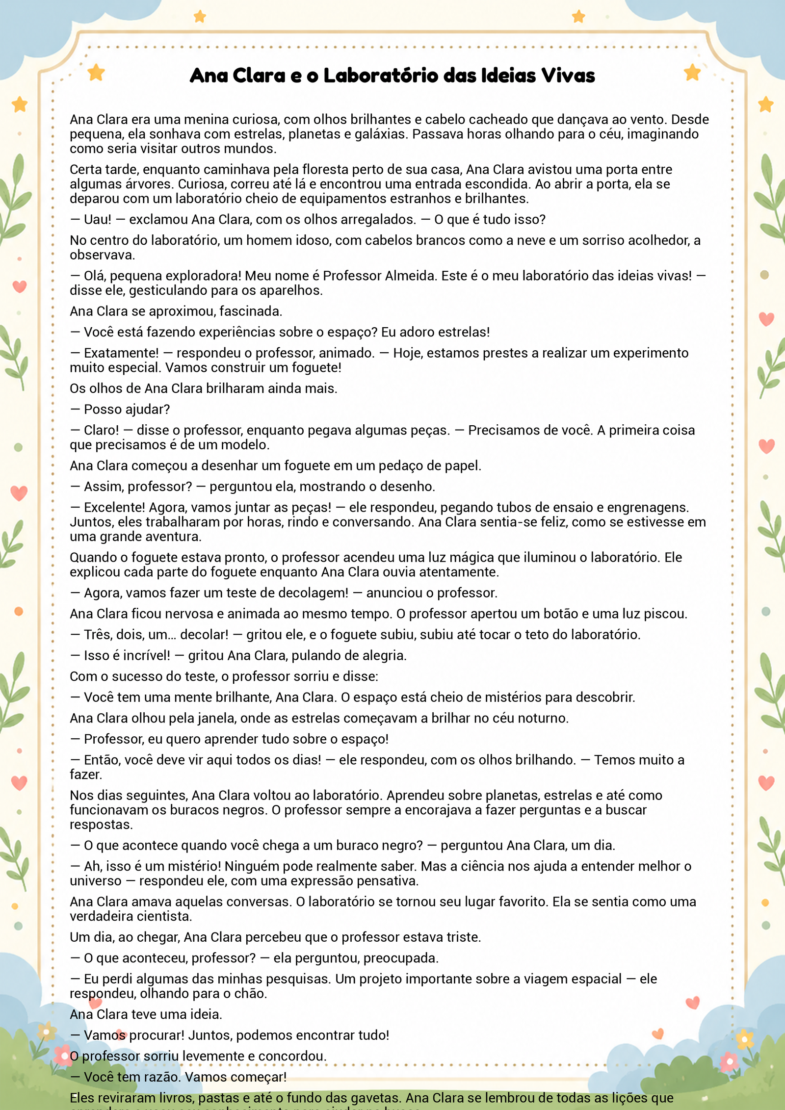 História infantil para imprimir