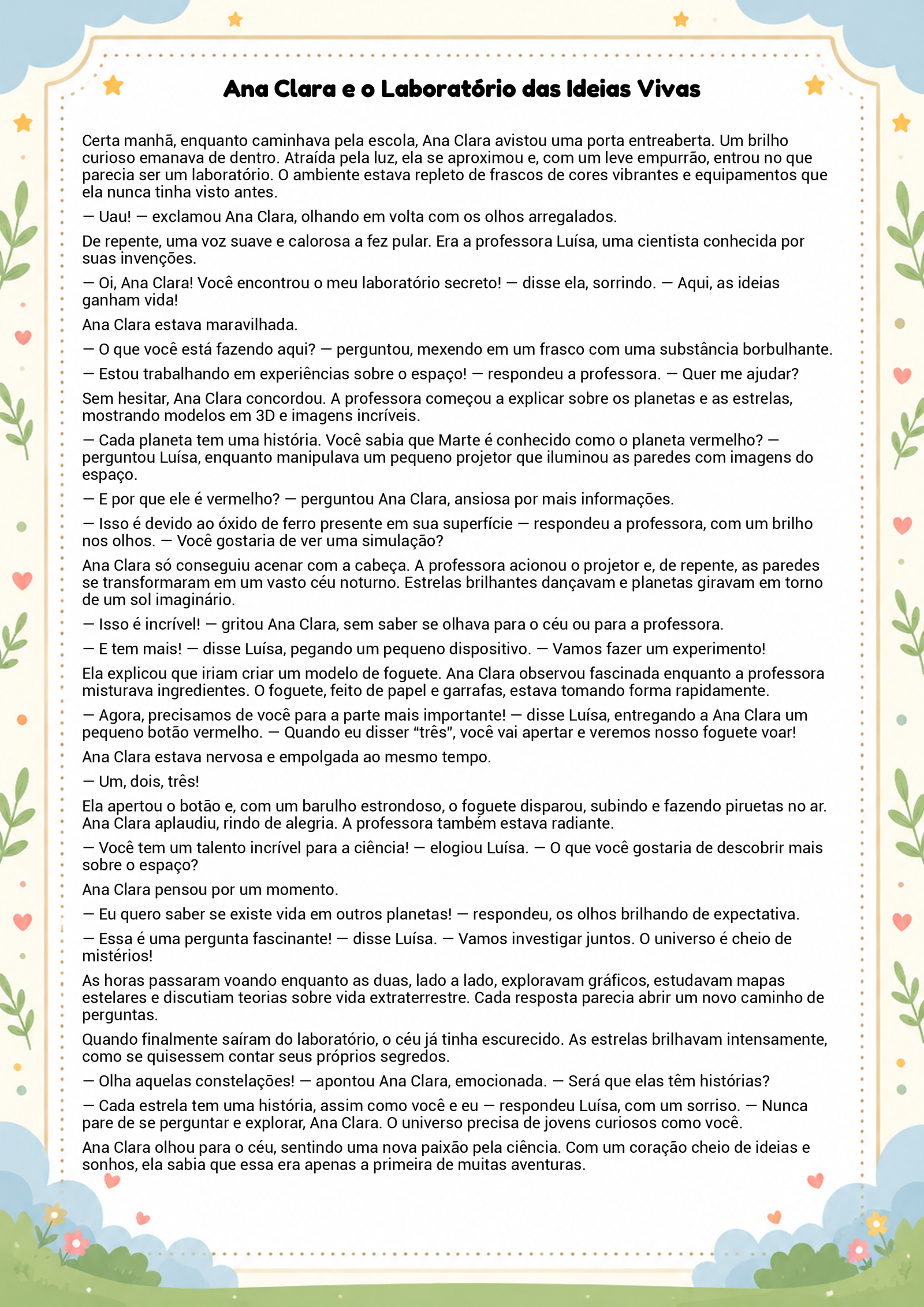 História infantil para imprimir