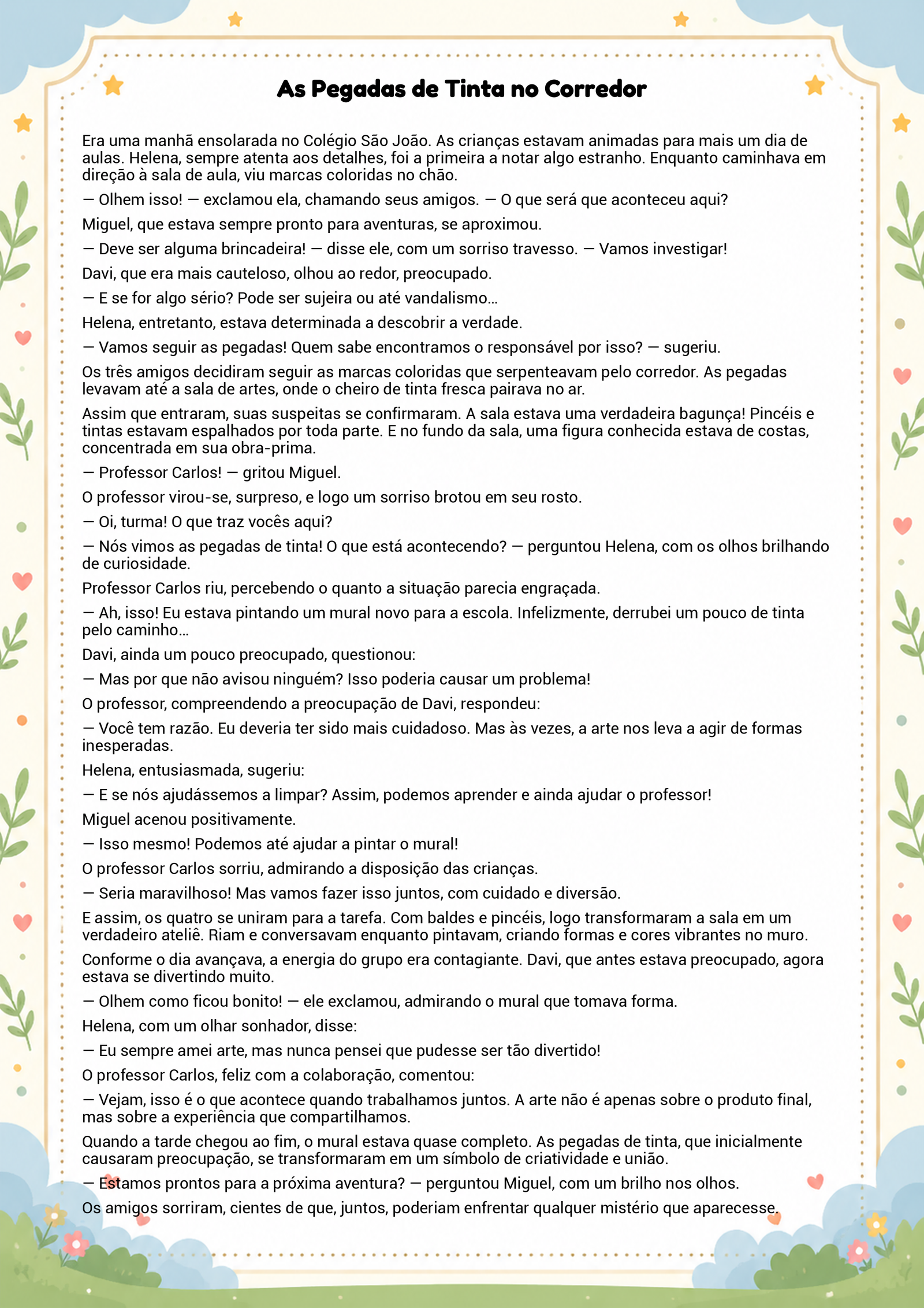 História infantil para imprimir
