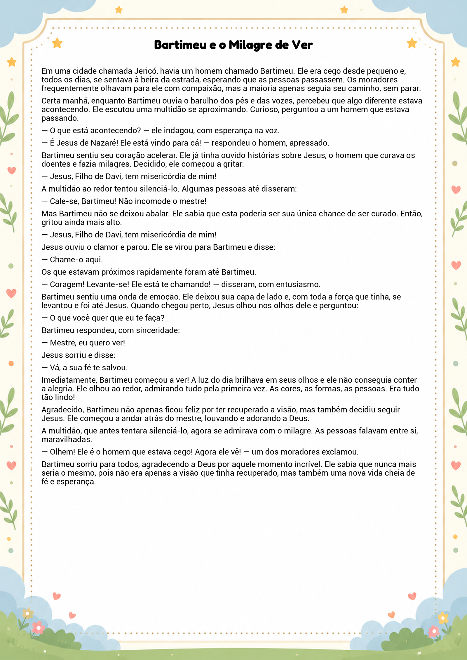 História infantil para imprimir