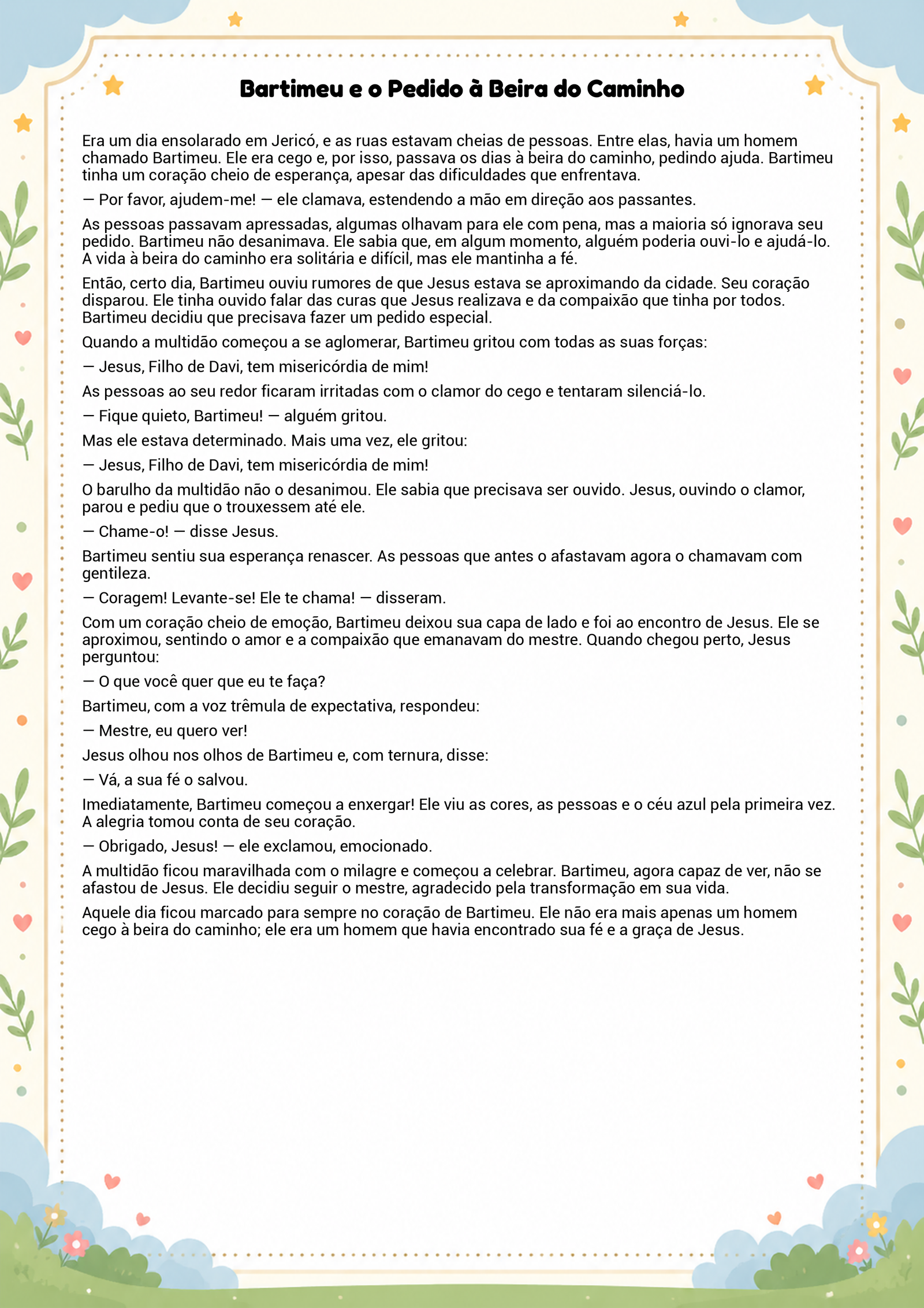 História infantil para imprimir