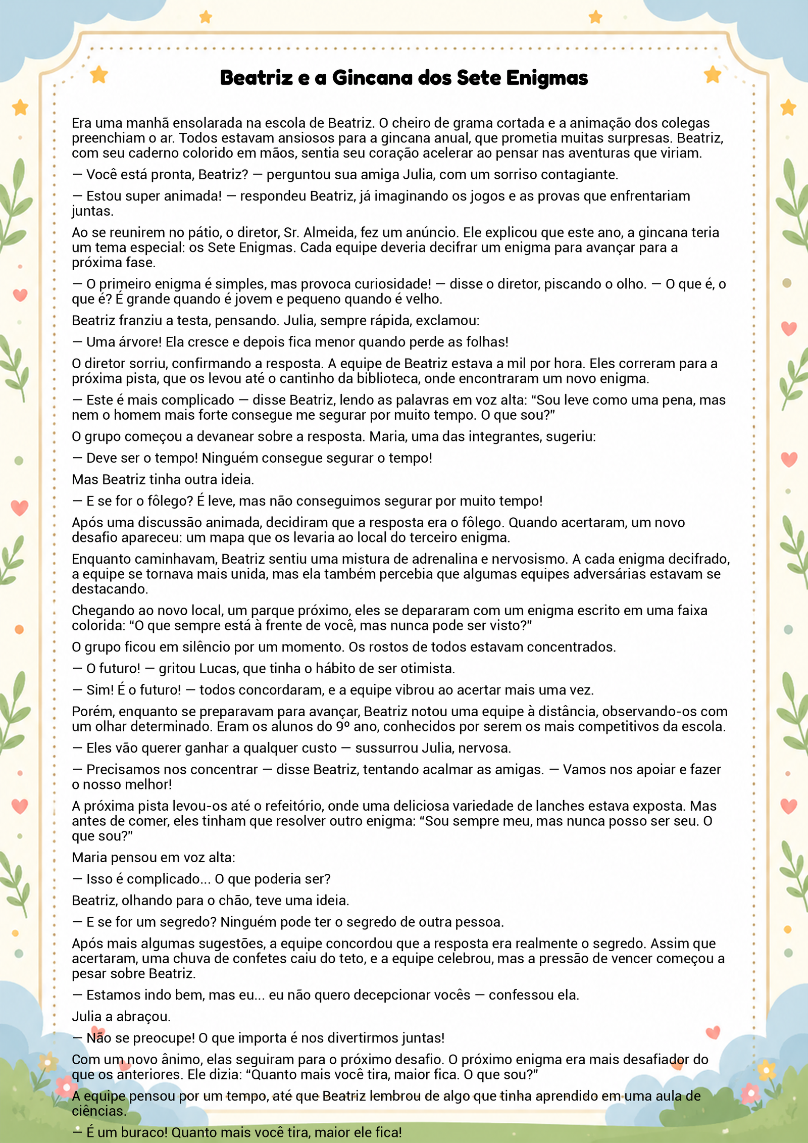 História infantil para imprimir